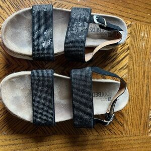 White Mountain Black Sandals with Adjustable Straps